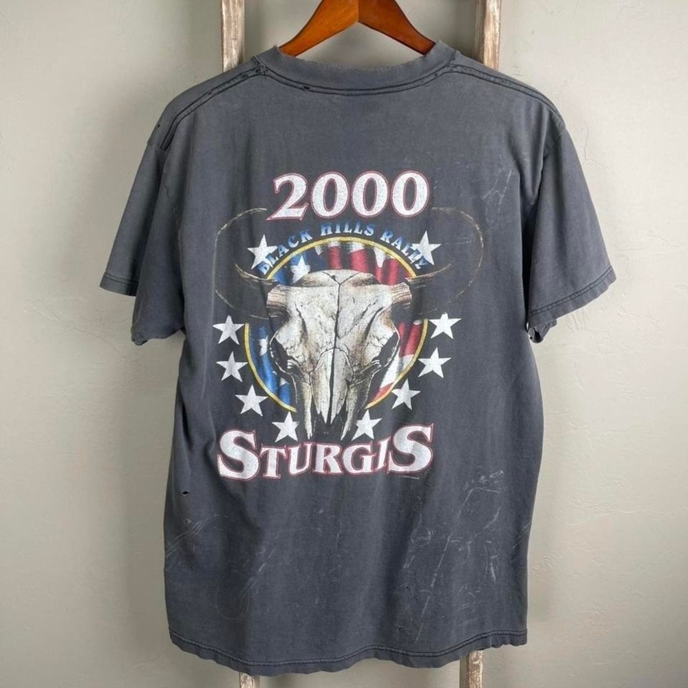 Vintage 2000 Sturgis Wolf Faded Biker Motorcycle Thrashed T Shirt Large - Picture 3 of 8